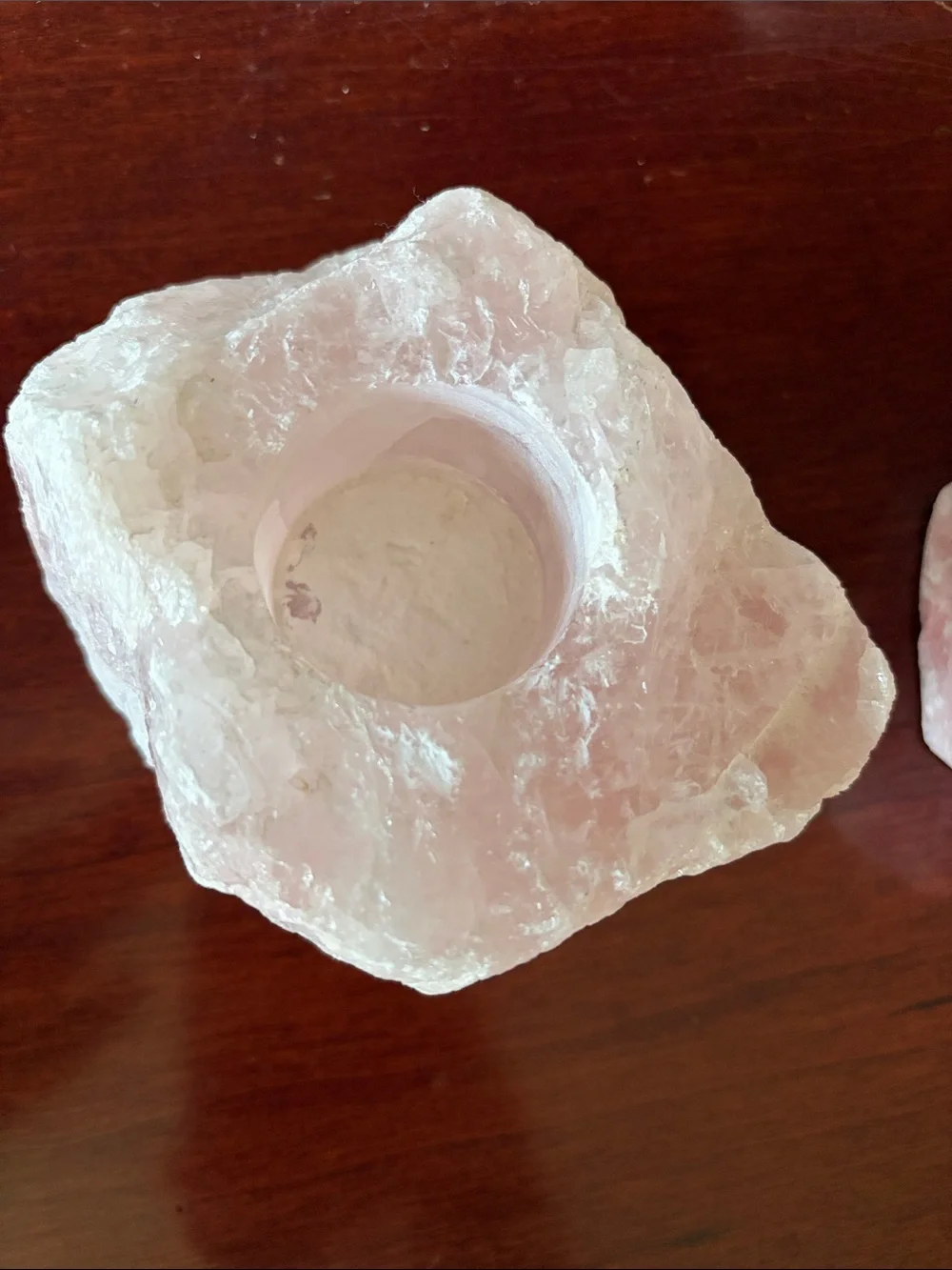 Rose Quartz Tea Light Candle Holders - Set of 2